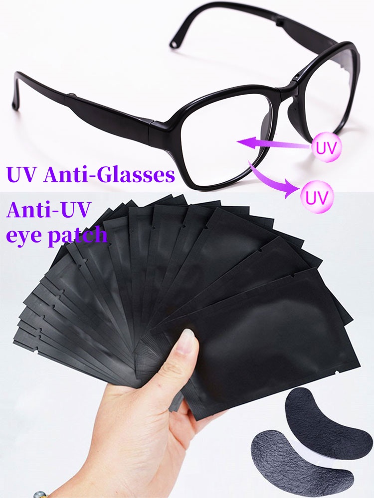 Eyelash Extension With Glasses - 50 pairs Padding UV Black Patches