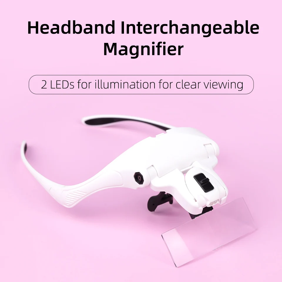 Eyelash Extension With Glasses - 5 Lens Adjustable Loupe Headband Magnifying