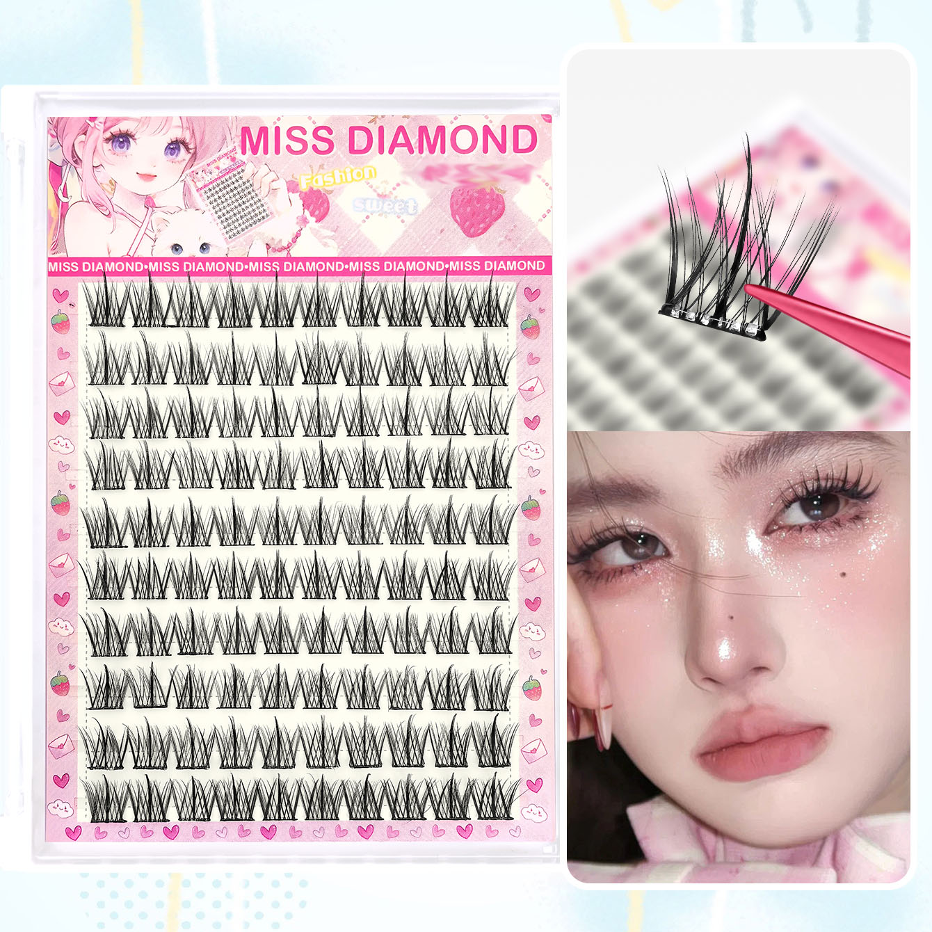 Eyelash Extension Single Lash - 10 Rows of Large Capacity Glue-free